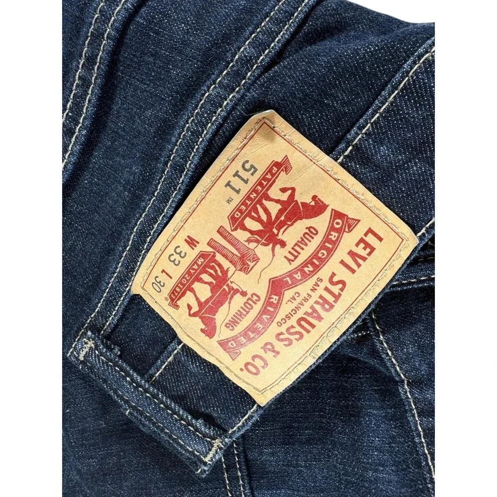 Levi's 511 Slim Fit Jeans Mens 33x30 Blue Denim Dark Wash Mid Rise Straight‎ Leg